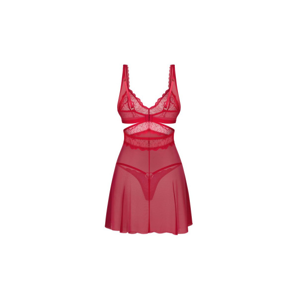 Cupide Desir babydoll et String - Rouge